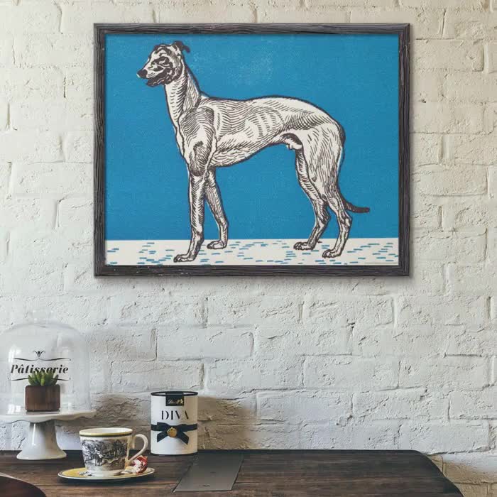 Greyhound Woodcut Print by Moriz Jung - Austrian Art, Dog Lover